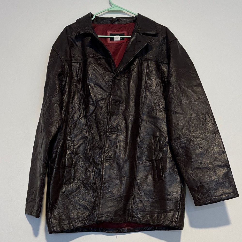 Haband Dark Brown Leather Trench Coat